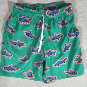 Chubbies Size Small 7” Inseam Shark AOP Print Multicolor Swim Shorts